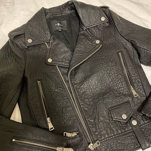 7 For All Mankind Black Moto Leather Jacket